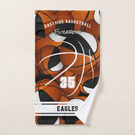 Toalha De Mão seleção de basquetebol branco preto colorido nome 