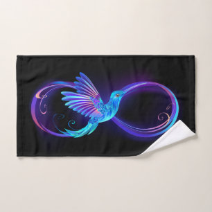 Toalha De Mão Símbolo Neon Infinity com Hummingbird brilhante
