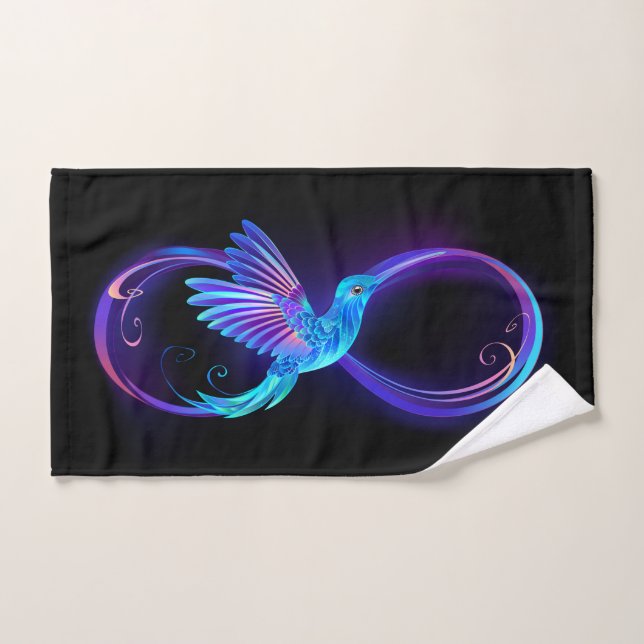 Toalha De Mão Símbolo Neon Infinity com Hummingbird brilhante (Toalha de mão)