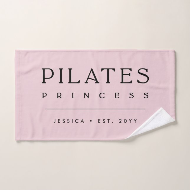 Toalha De Mão Simples Princesa de Pilates Rosa Bege Personalizad (Toalha de mão)