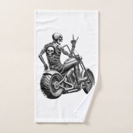 Toalha De Mão "Skull-Biker" auf heissem Motorrad