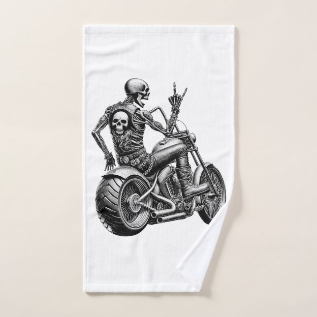 Toalha De Mão "Skull-Biker" auf heissem Motorrad (Toalha de mão)