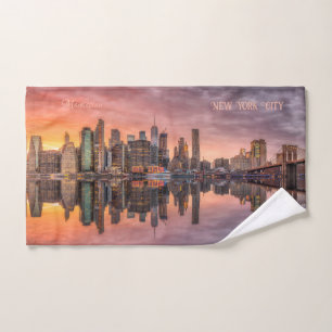 Toalha De Mão Skyline de Nova Iorque de Texto Personalizado