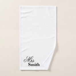 Toalha De Mão Sra. conhecida personalizada Smith Branco