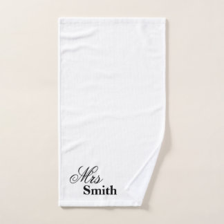 Toalha De Mão Sra. conhecida personalizada Smith Branco