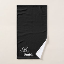 Toalha De Mão Sra. conhecida personalizada Smith Branco Preto