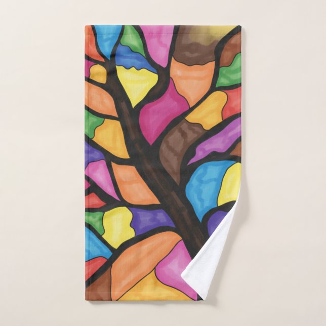 Toalha De Mão Stain glass tree art  (Toalha de mão)