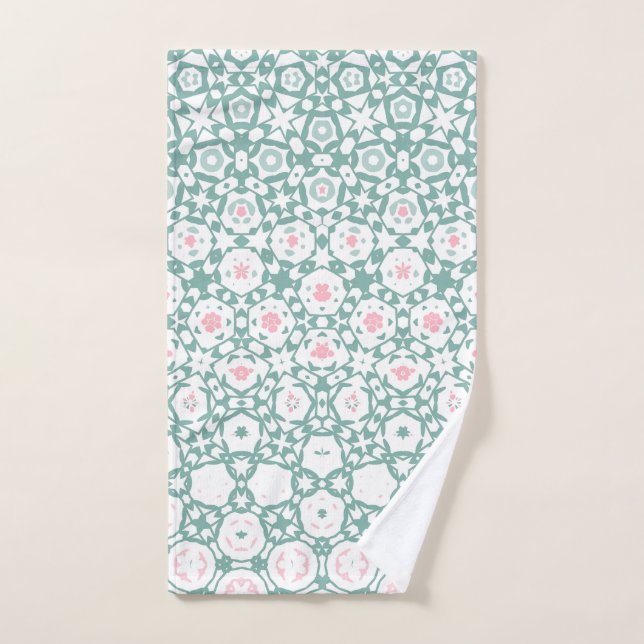 Toalha De Mão Stylish Green Rose Geometric Exercise Hand Towel (Toalha de mão)