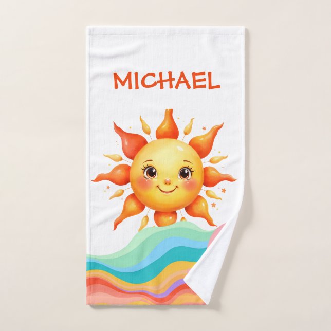 Toalha De Mão Sunbeam Rainbow Waves Baby (Toalha de mão)