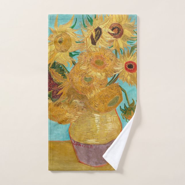 Toalha De Mão Sunflowers, Post Impressionist Still Life Painting (Toalha de mão)