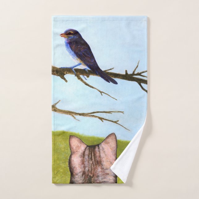 Toalha De Mão Tabby Cats Fala com Pássaros (Toalha de mão)