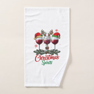 Toalha De Mão Taças para Vinho Espíritos de Natal Rena Chifres P