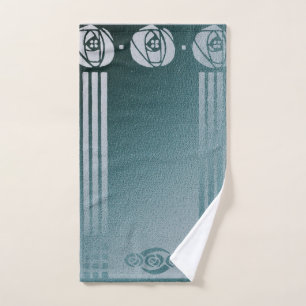 Toalha De Mão Teal Art nouveau,Charles Mackintosh, rosa design