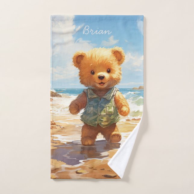 Toalha De Mão Teddy Bear Art Beach Towel para crianças (Toalha de mão)