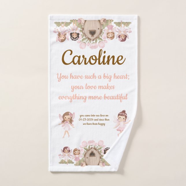 Toalha De Mão tender pink fairies salmon brown (Toalha de mão)