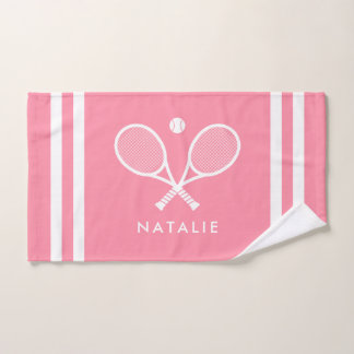 Toalha De Mão Tênis de Listras Rosa de Nome Personalizado