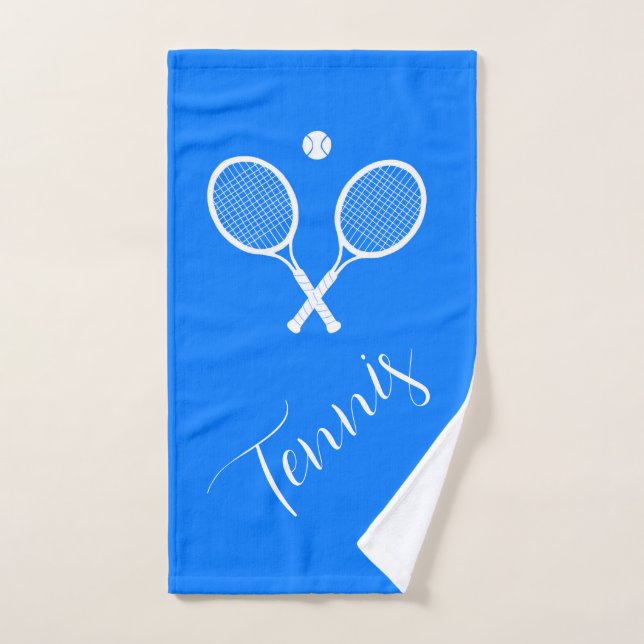 Toalha De Mão Tênis Rackets e Ball Blue Personalizados (Toalha de mão)