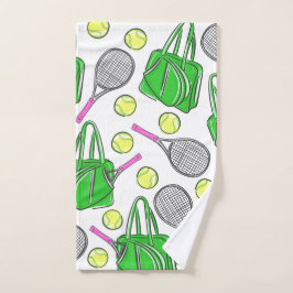 Toalha De Mão Tênis Racquet Bag Balls Preppy Green