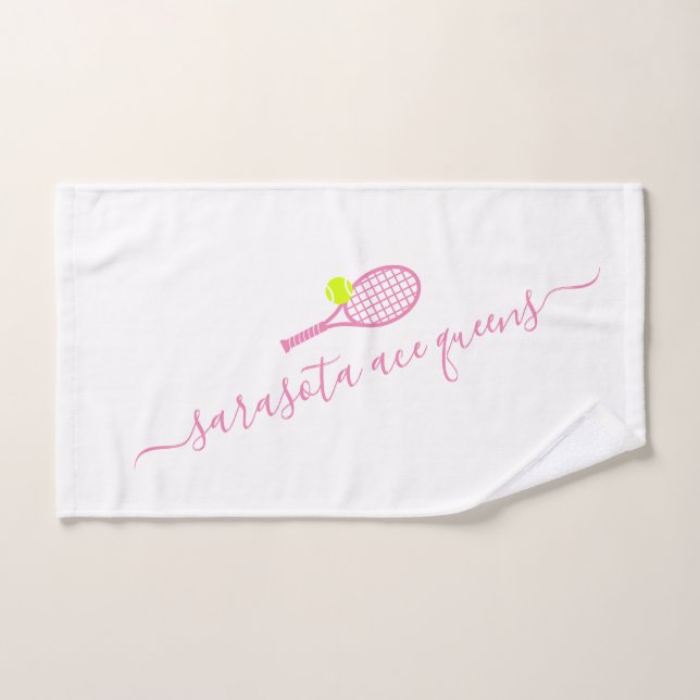 Toalha De Mão Tennis Team Name Pink Personalized  (Toalha de mão)