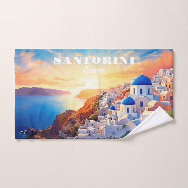 Toalha De Mão Texto personalizado Grécia Santorini Sunset (Toalha de mão)