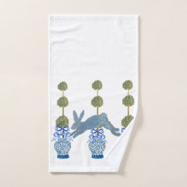 Toalha De Mão Topiary Blue Country Bunny Rabbit
