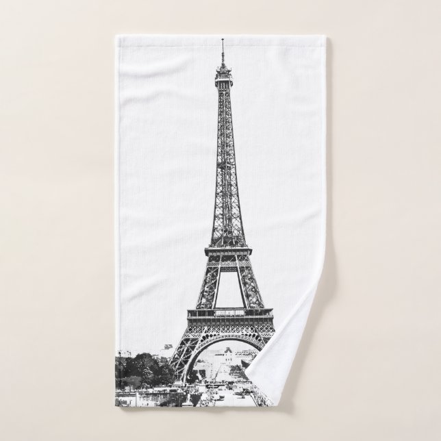 Toalha De Mão Torre Eiffel preto e branco (Toalha de mão)
