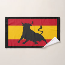 Touro De Silhueta Preta Na Bandeira Espanhola
