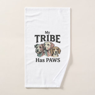Toalha De Mão Tribo de Cães Tem Patas Desenho de Gravura Vintage