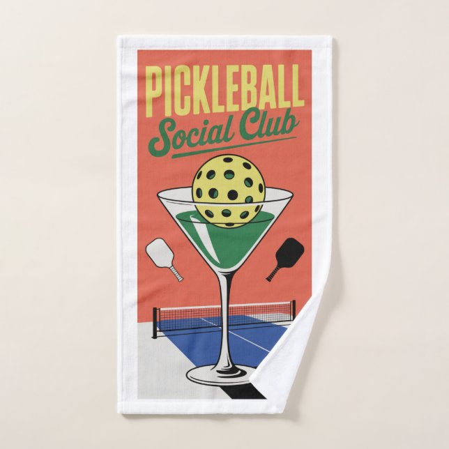 Toalha De Mão Tribunal de Retros do Clube Social de Picleball (Toalha de mão)