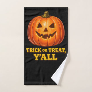 Toalha De Mão Trick ou Treat, Galera Abóbora Sulista Retro