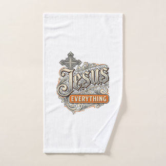 Toalha De Mão Tudo de Jesus Tipografia Cristã Vintage Desi