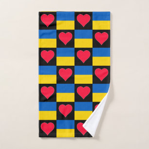 Toalha De Mão Ucrânia Heart and Flag Pattern Divertido Ucraniano