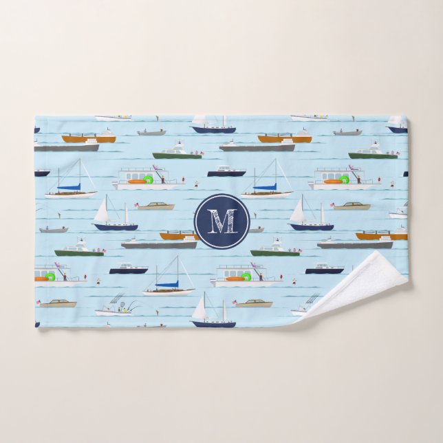 Toalha De Mão Um dia no barco do lago costeiro (Toalha de mão)