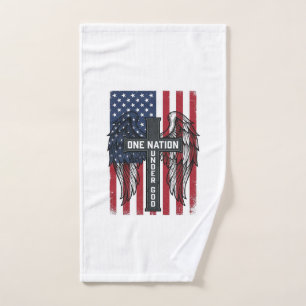 Toalha De Mão Uma Nação Sob Deus Camisa Patriótica Asas Cruz_1