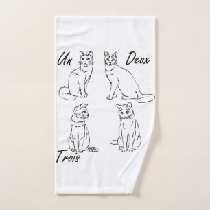 Toalha De Mão Un Deux Trois Cat Funny French