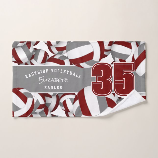 Toalha De Mão Várias cores da cinza de marrom de volleybolas (Toalha de mão)