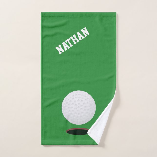 Toalha de mão verde do golfe da bola de golfe (Toalha de mão)