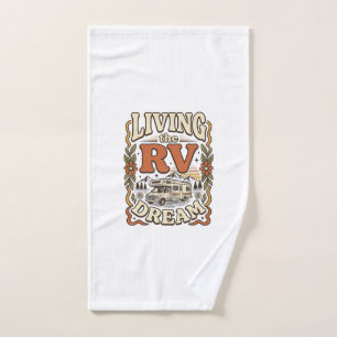 Toalha De Mão Vivendo o Sonho da RV Camisa de Acampamento Vintag