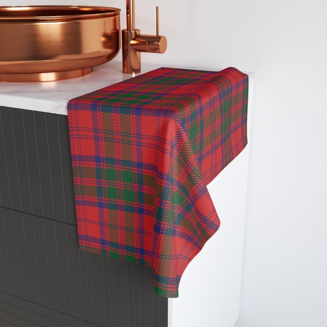Toalha De Mão Xadrez Clan Grant Red Blue Green Check Tartan (Rustic Red Green Plaid Checkered Tartan Hand Towel)