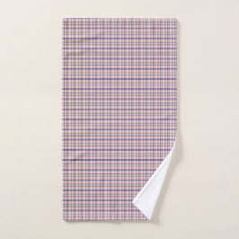 Toalha De Mão Xadrez Clássico Rosa Azul Padrão Retro