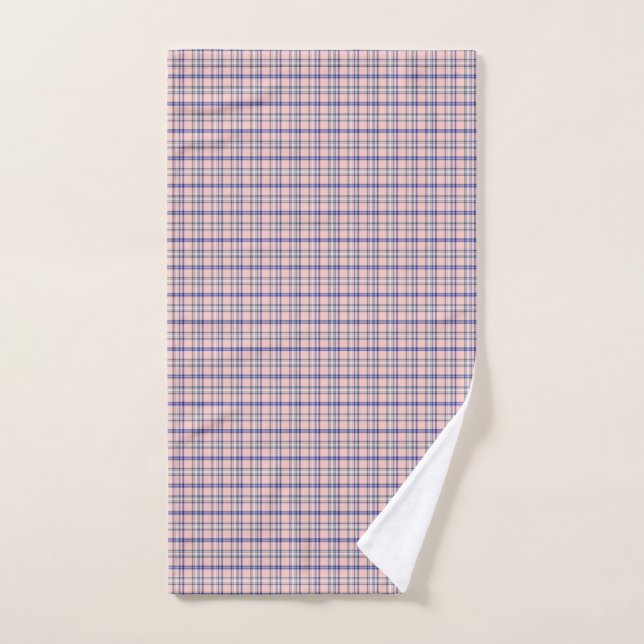 Toalha De Mão Xadrez Clássico Rosa Azul Padrão Retro (Toalha de mão)