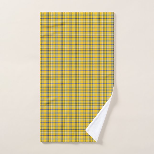 Toalha De Mão Yellow Blue Plaid Classic Pattern Retro (Toalha de mão)