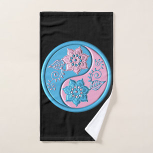 Toalha De Mão Yin Yang Rosa e Turquesa