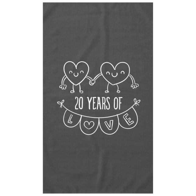 Toalha De Mesa 20 Anniversário Gift Chalk Hearts (Frente)
