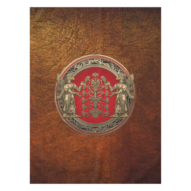 Toalha De Mesa [510] Dois Ninurtas Dourados com Árvore da Vida (Frente)