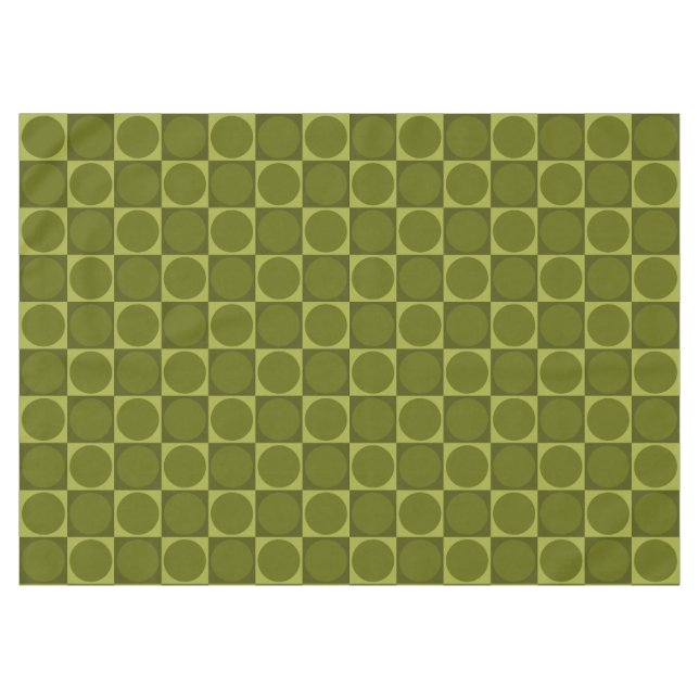Toalha De Mesa 70s Checks and Circles Green (Frente (Horizontal))