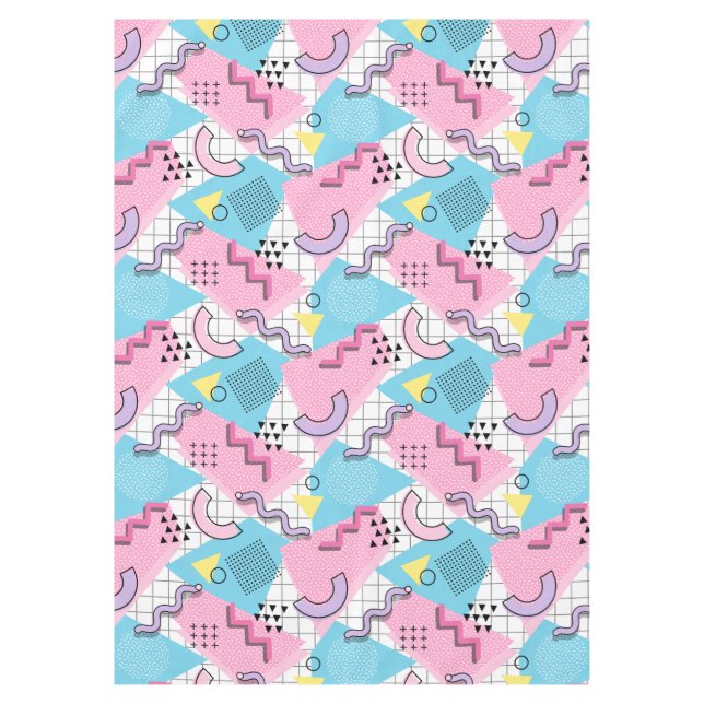 Toalha De Mesa 80's Memphis Active Pink Light Blue (Frente)