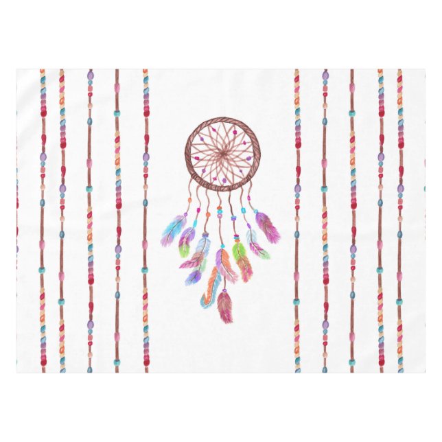 Toalha De Mesa A aguarela pintado mão Dreamcatcher perla a pena (Frente (Horizontal))