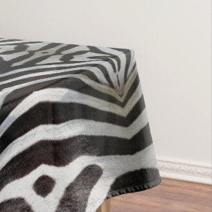 Toalha De Mesa A zebra listra elegante preto e branco do teste