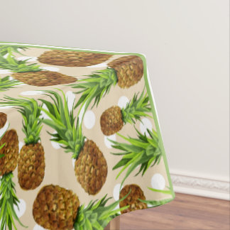 Toalha De Mesa Abacaxi Fofo Pontos e Chevron Marrom